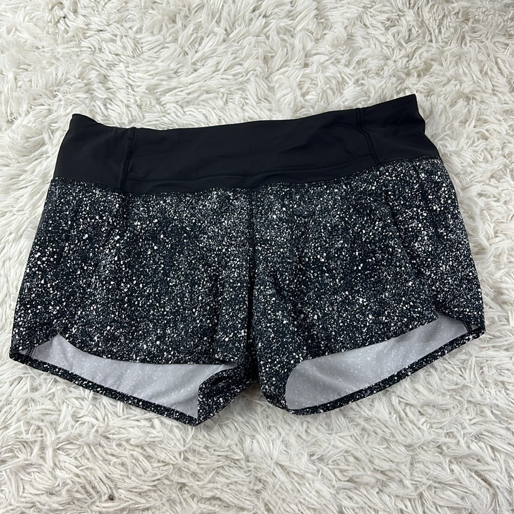 Lululemon Run Times Short Mini Splatter White Black 2
